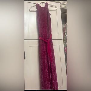 Retrofete Midi Magenta Beaded Dress TZILLY BELTED SEQUIN CHIFFON MIDI DRESS